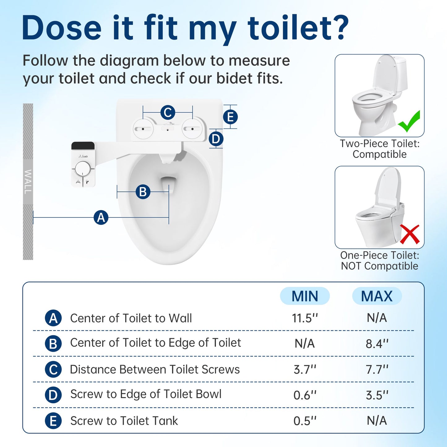 Bidet Attachment for Toilet Self Cleaning Dual Nozzles, Adjustable Water Pressure, Feminine & Rear Wash, Non-Electric Fresh Water Bidet Toilet Seat Attachment B021