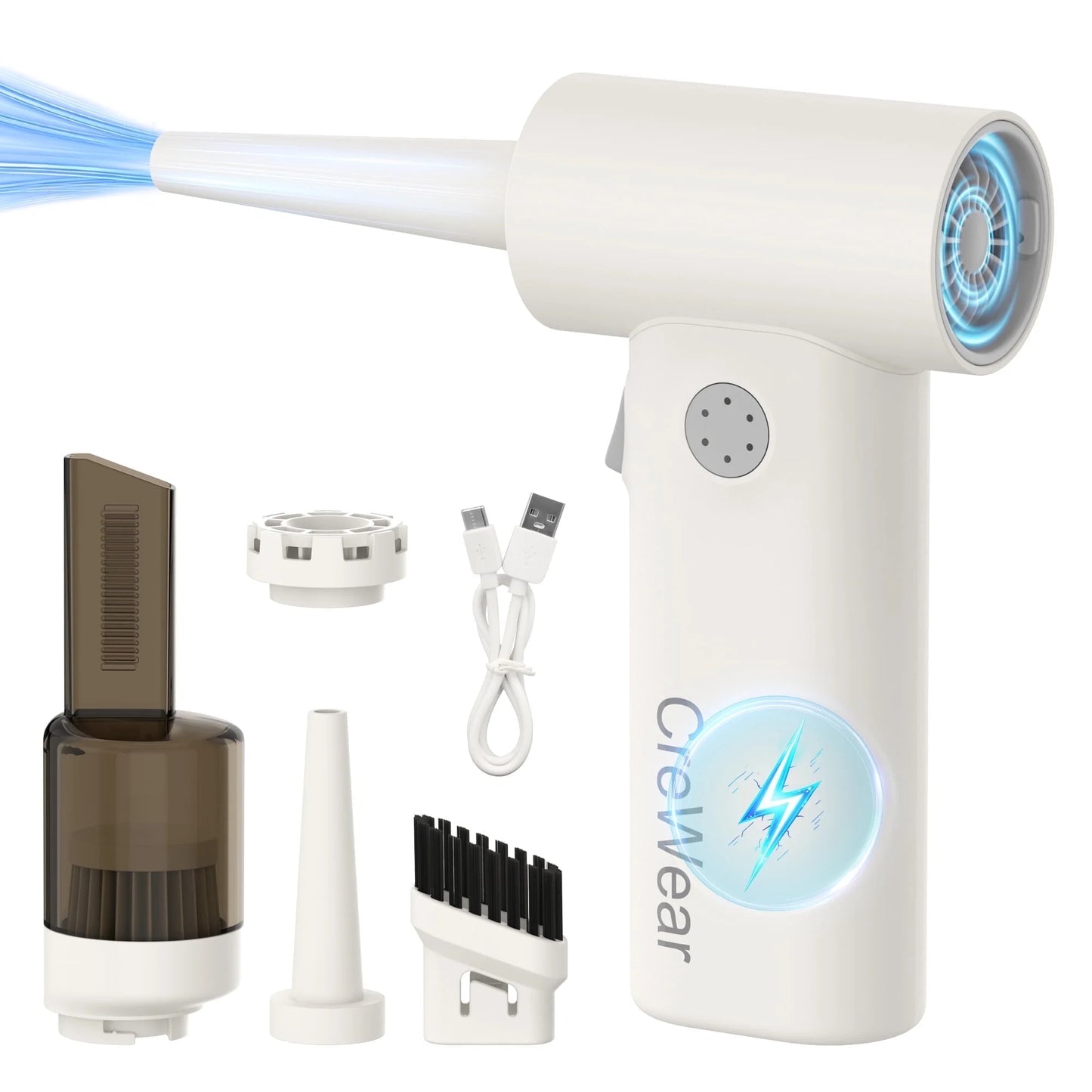 CreWear Compressed Air Duster 11000RPM Cordless Keyboard Air Cleaner for Electronics