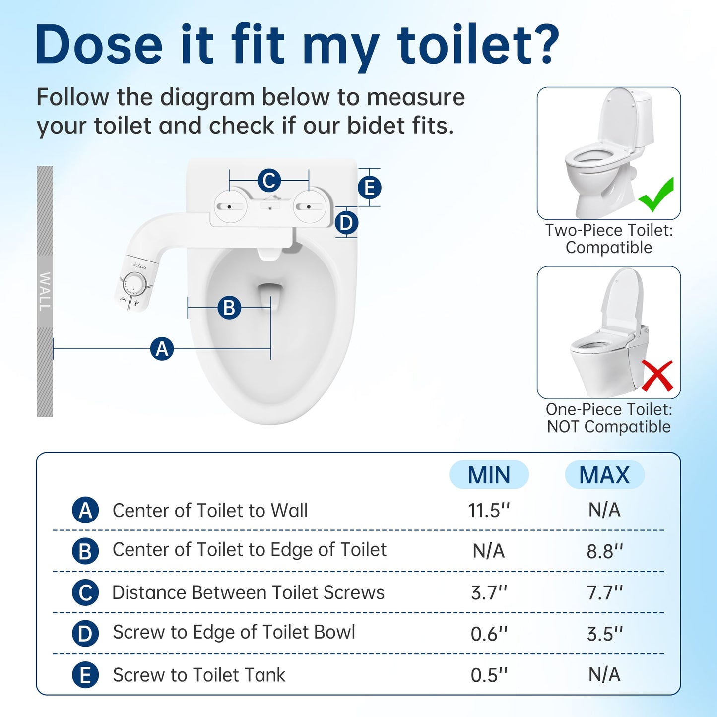 Bidet Attachment for Toilet, Self Cleaning Dual Nozzles, Adjustable Water Pressure, Feminine & Rear Wash, Non-Electric Fresh Water Bidet Toilet Seat Attachment B017