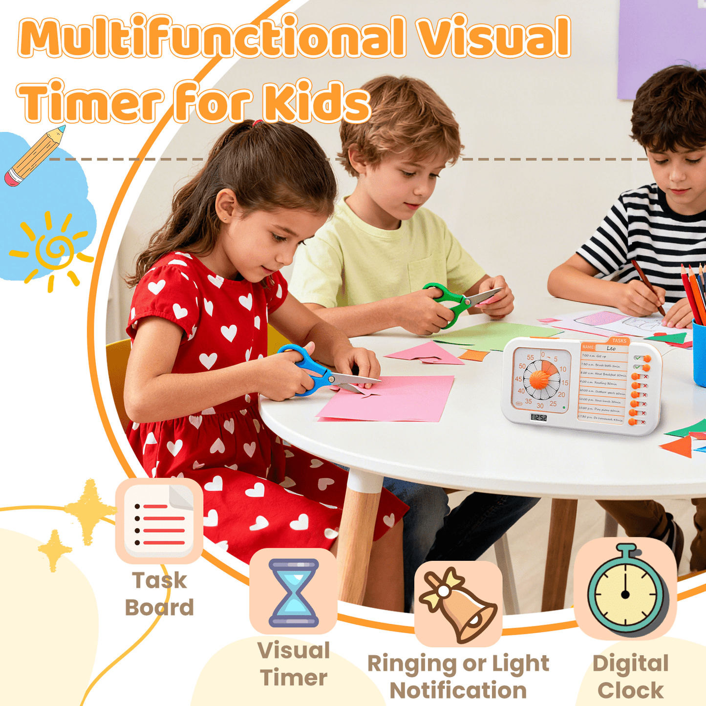 Chargeable Task Timer, to-do List with Visual Timer for Adults and Students, Daily Chore Board for Kids, 60-Minute Visual Timer for Classroom, Office and Home, Time Management Tool