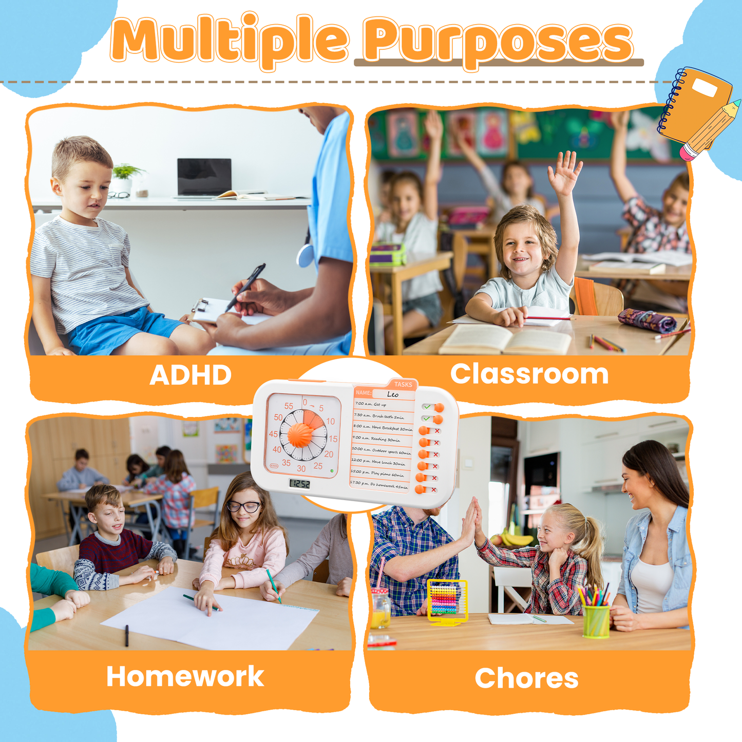 Chargeable Task Timer, to-do List with Visual Timer for Adults and Students, Daily Chore Board for Kids, 60-Minute Visual Timer for Classroom, Office and Home, Time Management Tool