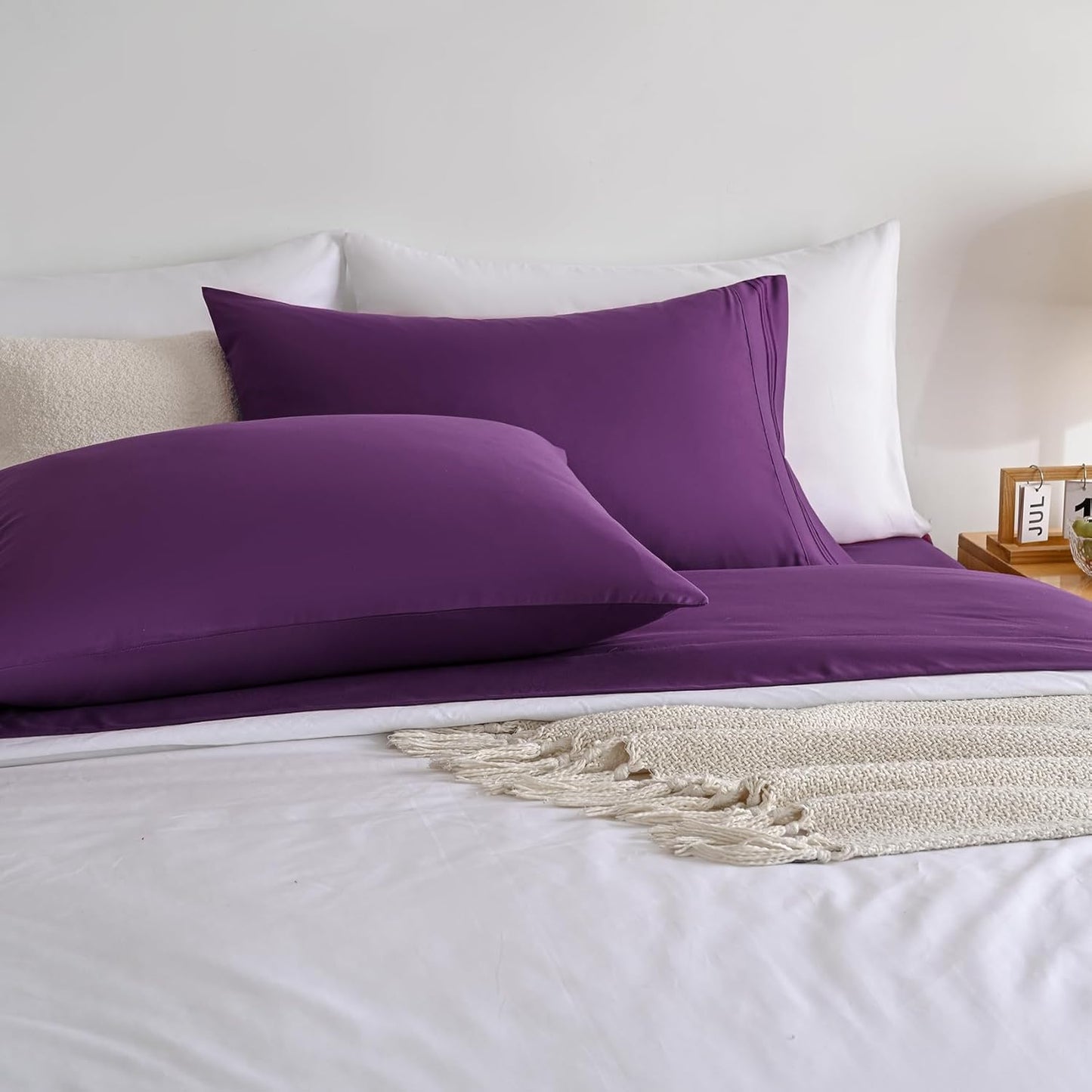 Queen Sheet Sets Extra Deep Pocket Fitted Bed Sheet Set-Microfiber Bedding Sheets & Pillowcases-Soft Cooling 4 Piece