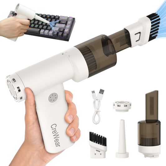 CreWear Compressed Air Duster 11000RPM Cordless Keyboard Air Cleaner for Electronics
