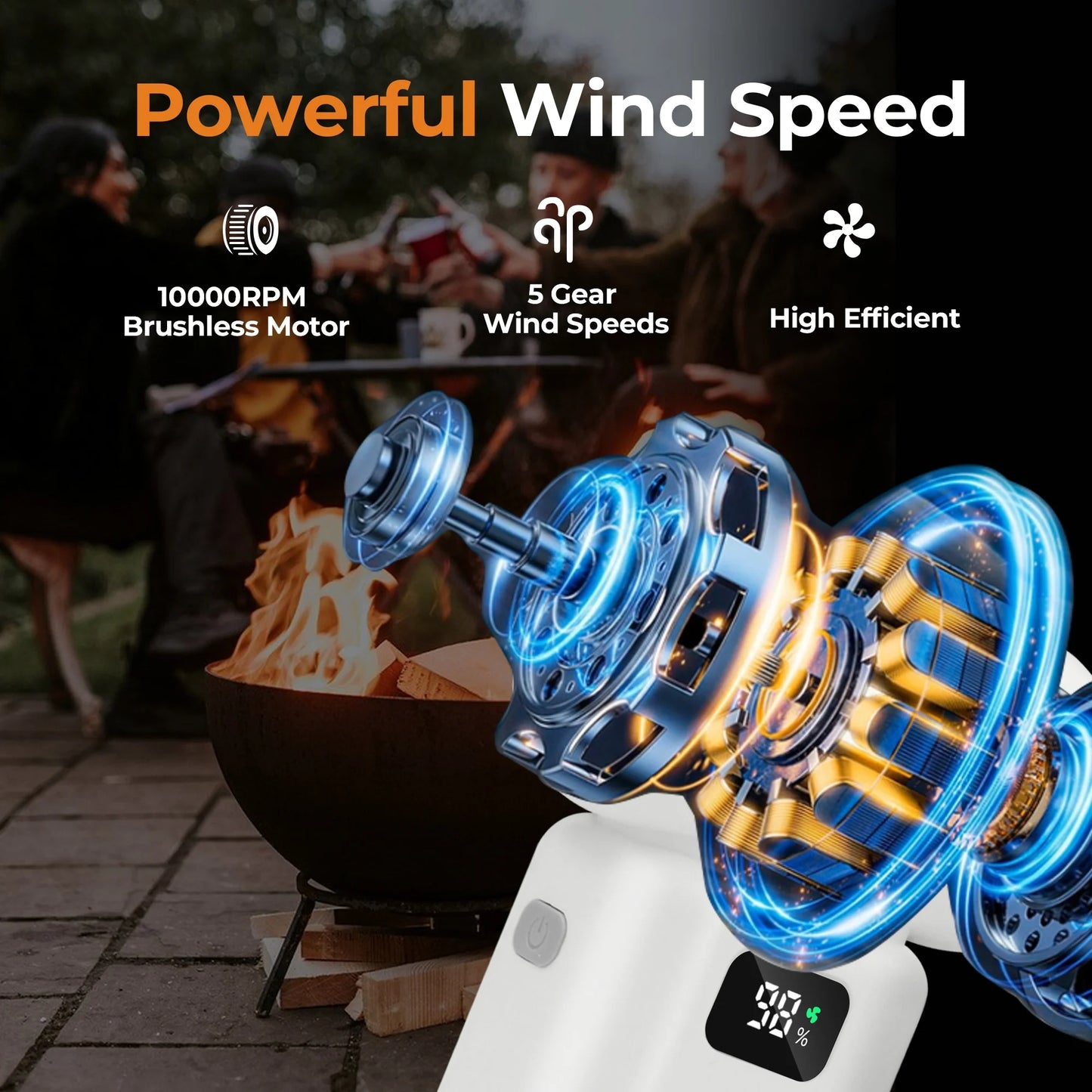 CreWear Electric Air Duster - 100,000 RPM Cordless Air Duster with 6 Adjustable Speeds, Rechargeable & Compact Dust Blower for Computer, Keyboard, Car, Outdoor & Home Use