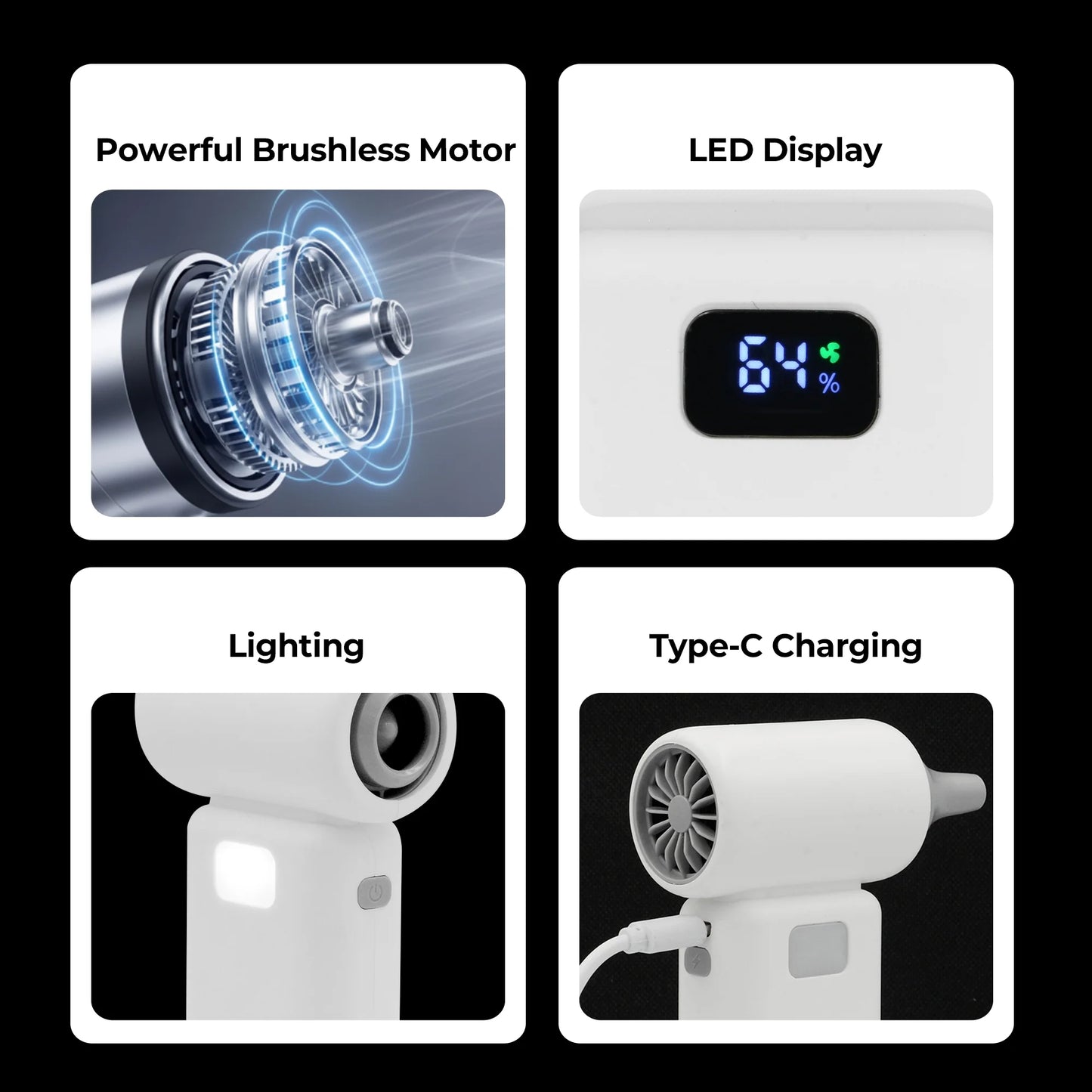 CreWear Electric Air Duster - 100,000 RPM Cordless Air Duster with 6 Adjustable Speeds, Rechargeable & Compact Dust Blower for Computer, Keyboard, Car, Outdoor & Home Use