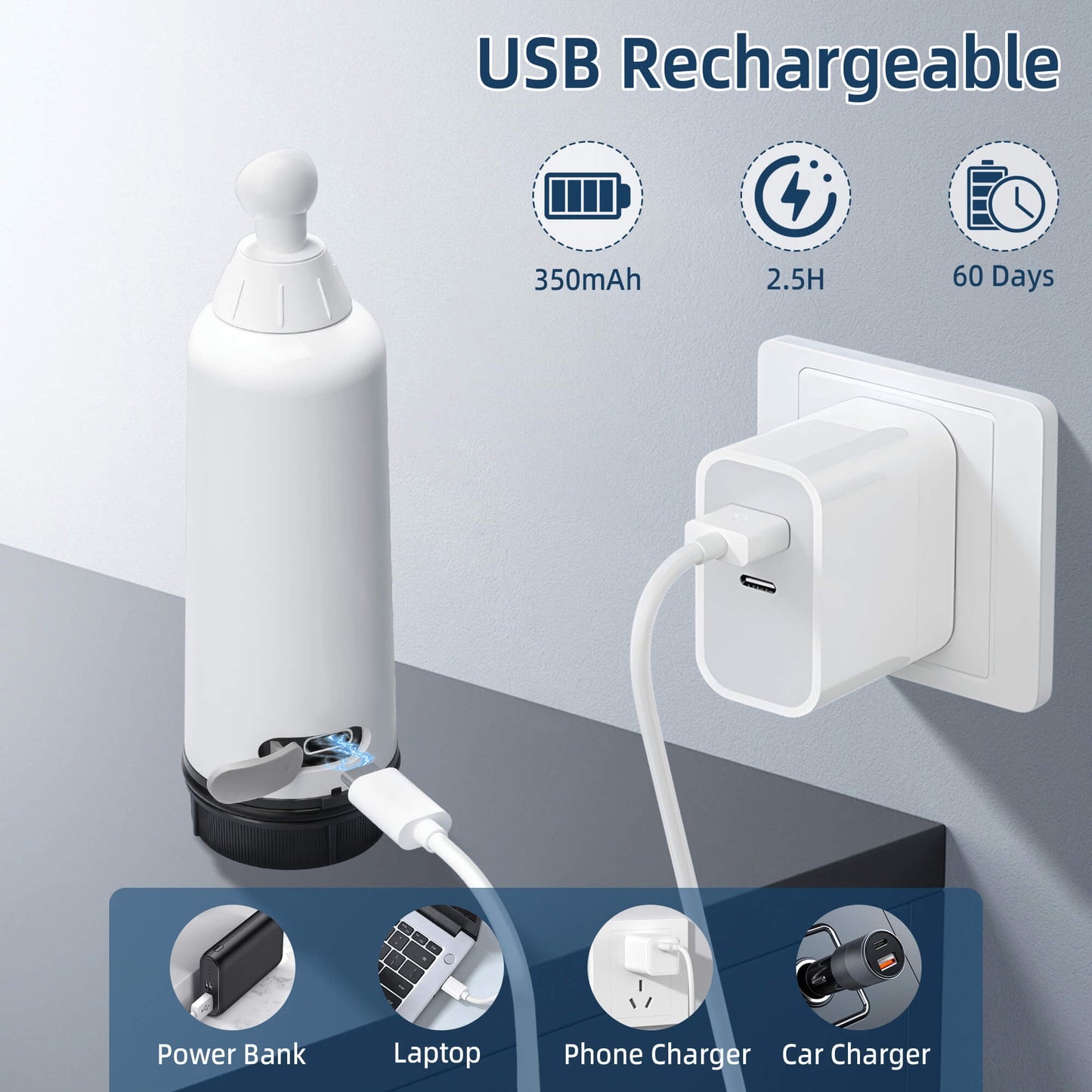 CreWear Portable Bidet for Travel, 280ML Large Capacity Rechargeable Handheld Personal Travel Bidet for Women Men Cleaning, Black