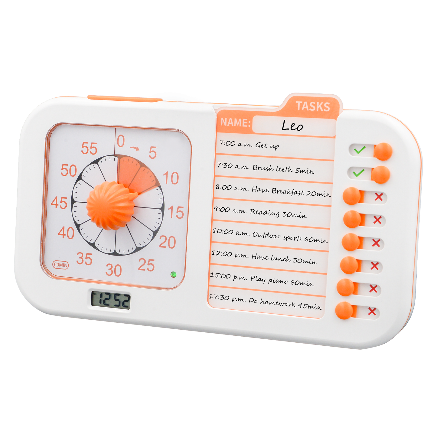 Chargeable Task Timer, to-do List with Visual Timer for Adults and Students, Daily Chore Board for Kids, 60-Minute Visual Timer for Classroom, Office and Home, Time Management Tool