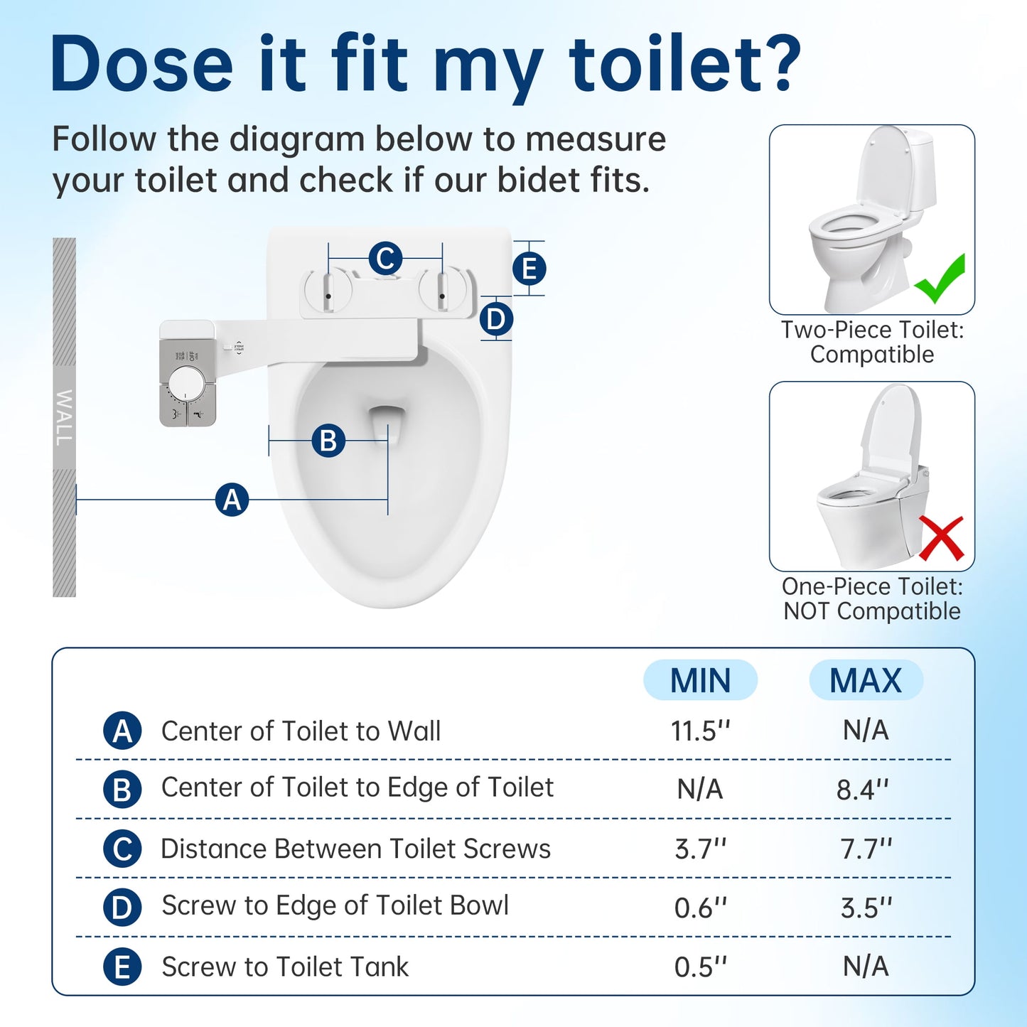 Bidet Attachment for Toilet Self Cleaning Dual Nozzles, Adjustable Water Pressure, Feminine & Rear Wash, Non-Electric Fresh Water Bidet Toilet Seat Attachment B020